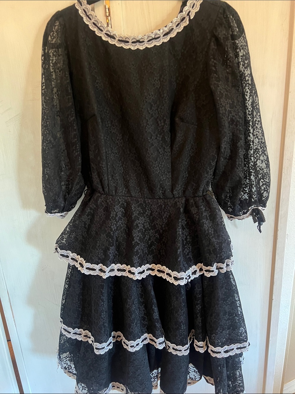 Vintage square dancing black lace dress by the Square dance Shop